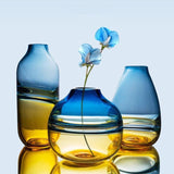 Vase en verre soufflé Bleu