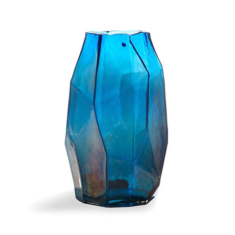 vase en verre bleu